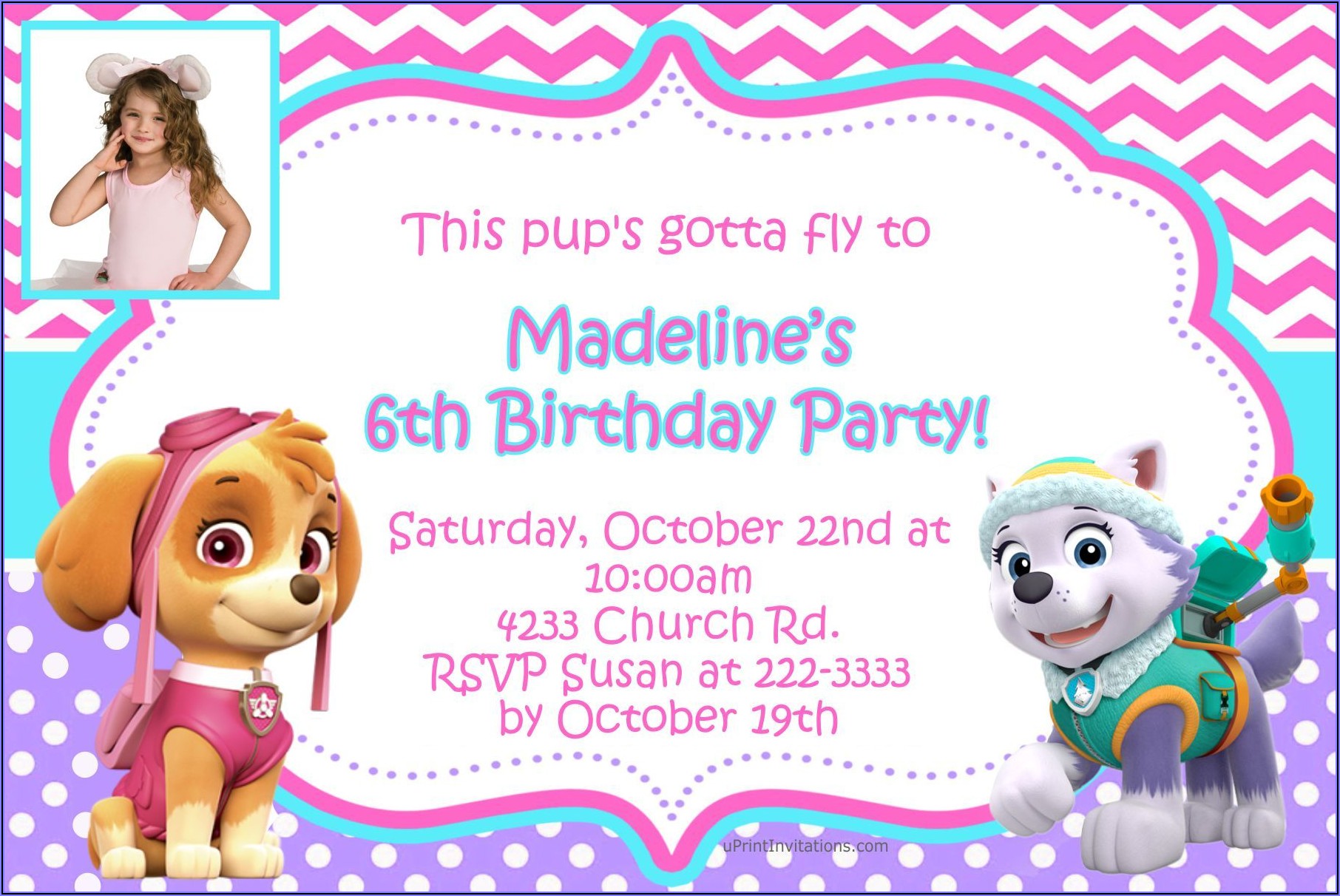 Paw Patrol Girl Birthday Invitations