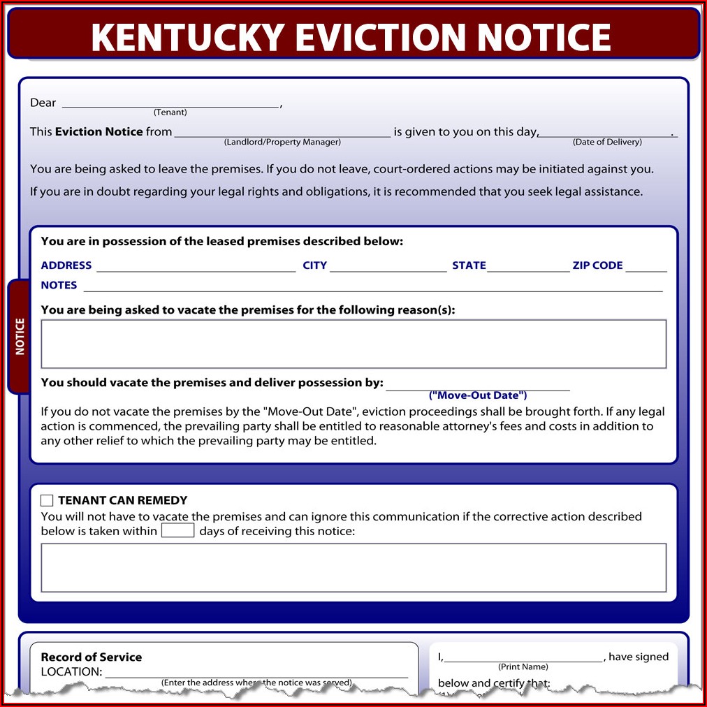 Printable Kentucky Eviction Notice Form