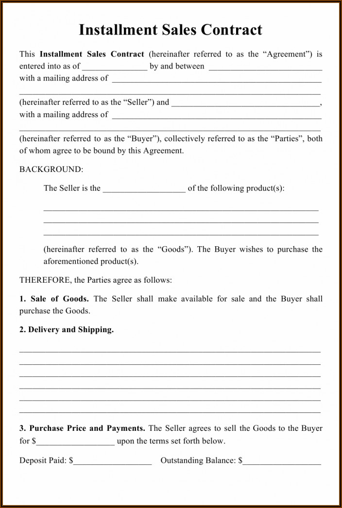 Retail Installment Contract Template