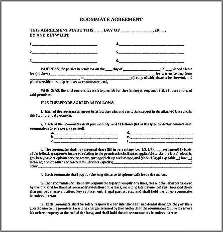 Roommate Lease Agreement Nyc