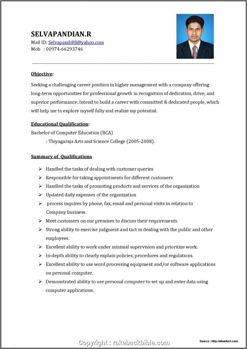 Sales Executive Resume Format India