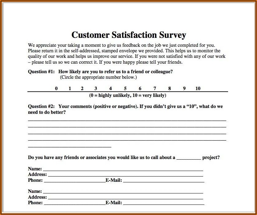 Sample Client Satisfaction Survey Questions