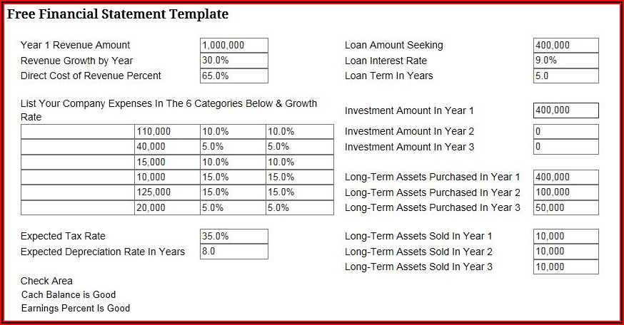 Simple Business Financial Statement Form