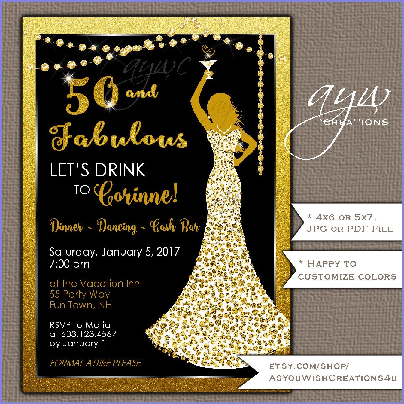 Surprise 50th Birthday Invitations For Her