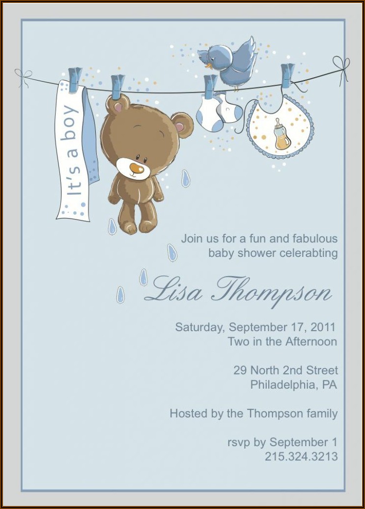 Teddy Bear Baby Shower Invitation Template Free