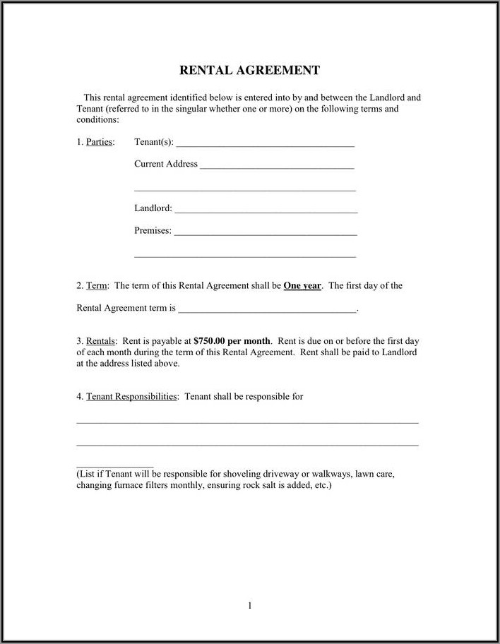 Tenant Landlord Agreement Form