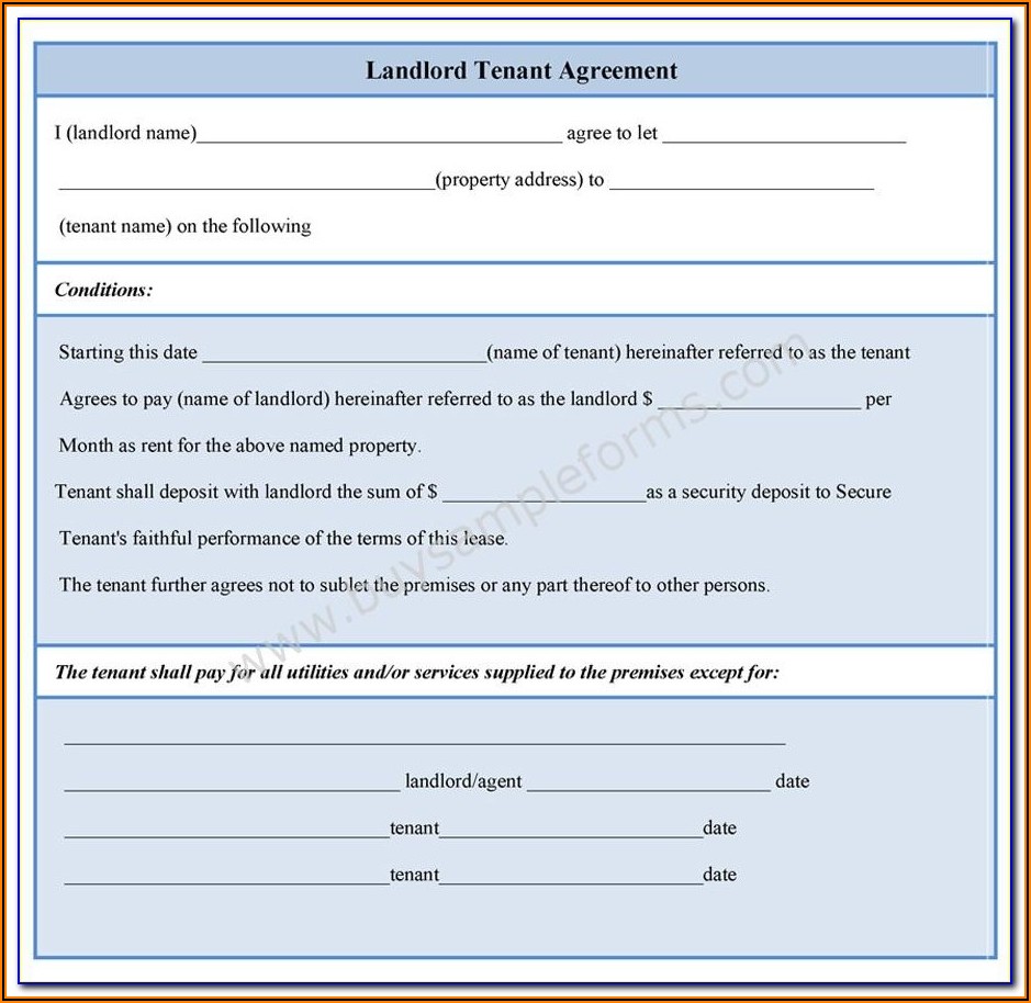 Tenant Rental Agreement Form Bc