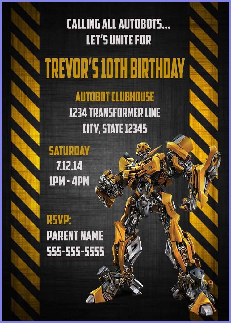 Transformers Birthday Invitation Free Template