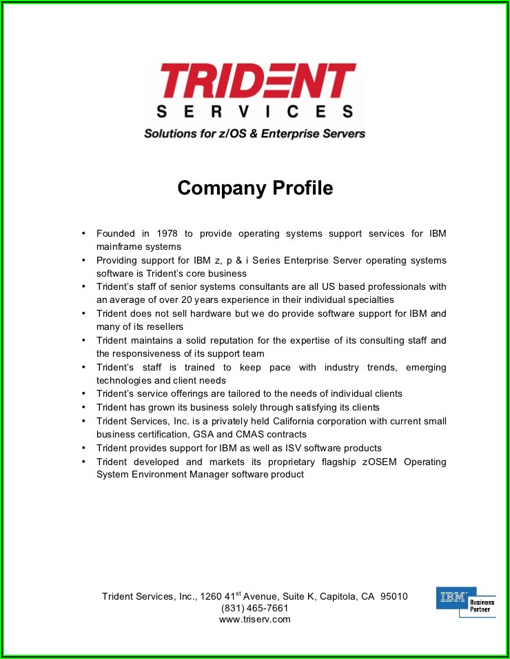 Trucking Company Profile Sample