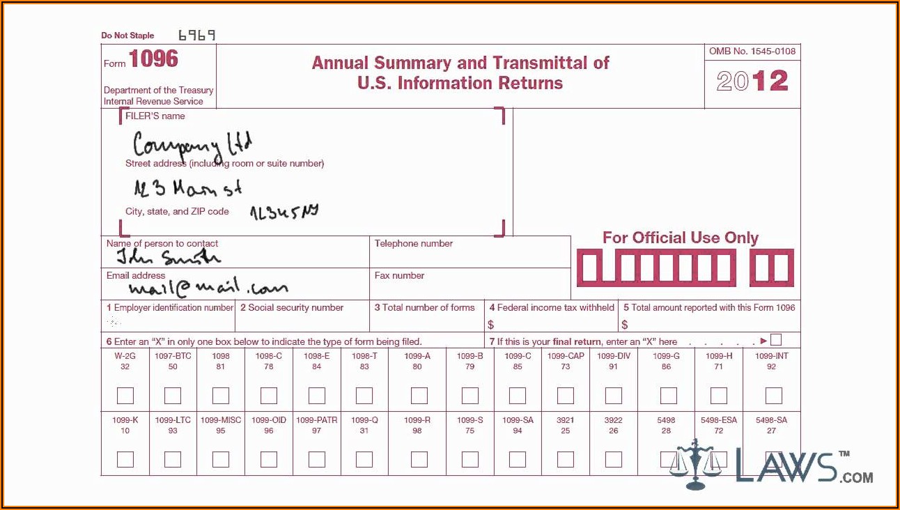 Where To Mail Form 1099 And 1096