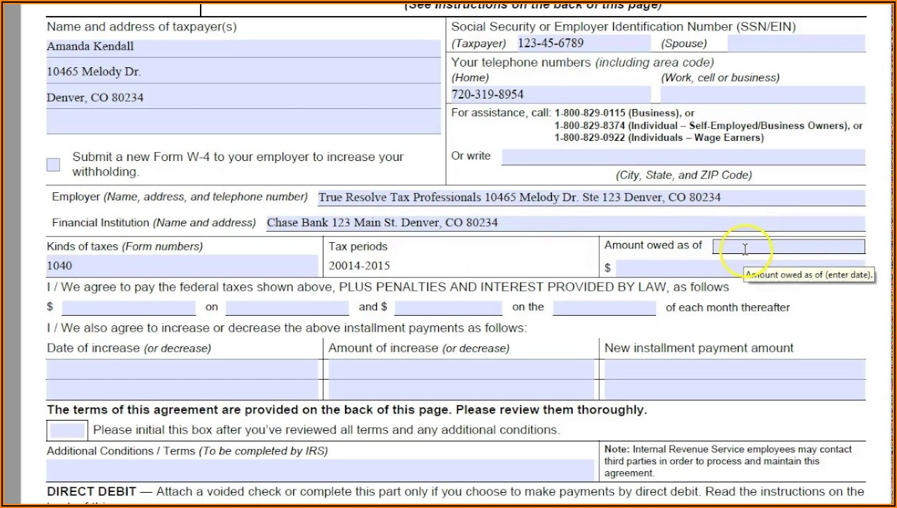 Where To Mail Irs Installment Agreement Form 433 D