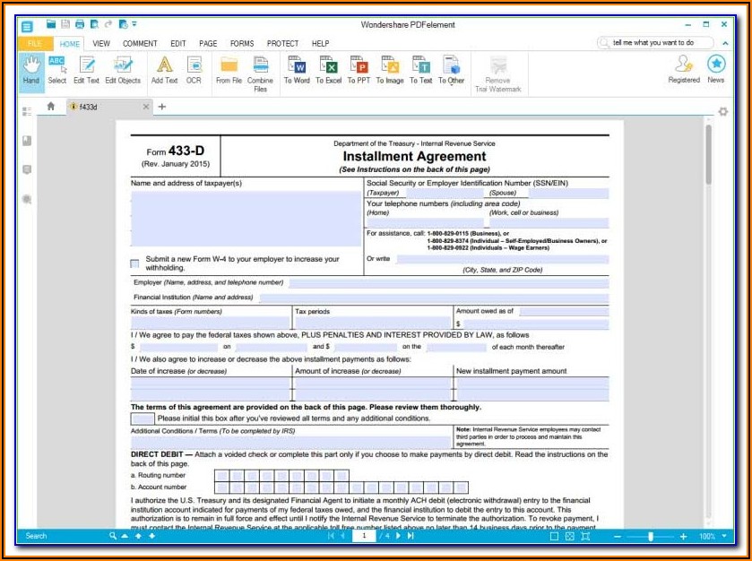 Where To Send Irs Form 433 D