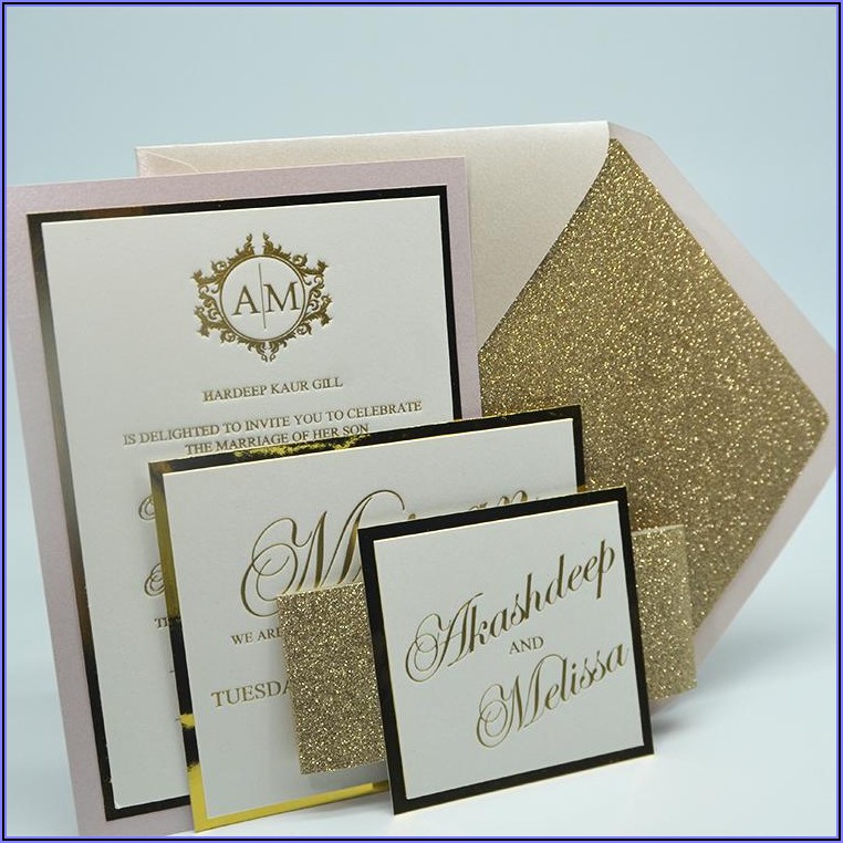 White And Gold Foil Wedding Invitations