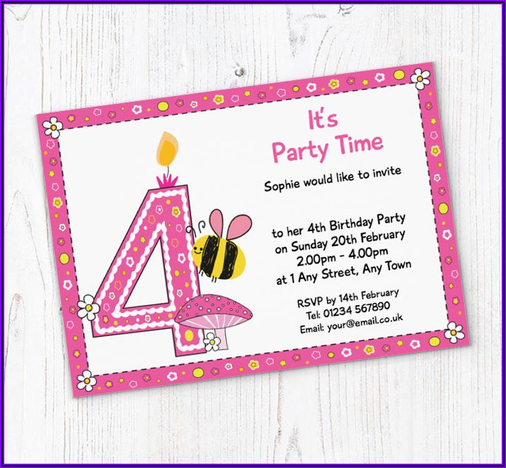 4th Birthday Invitation Message For Girl