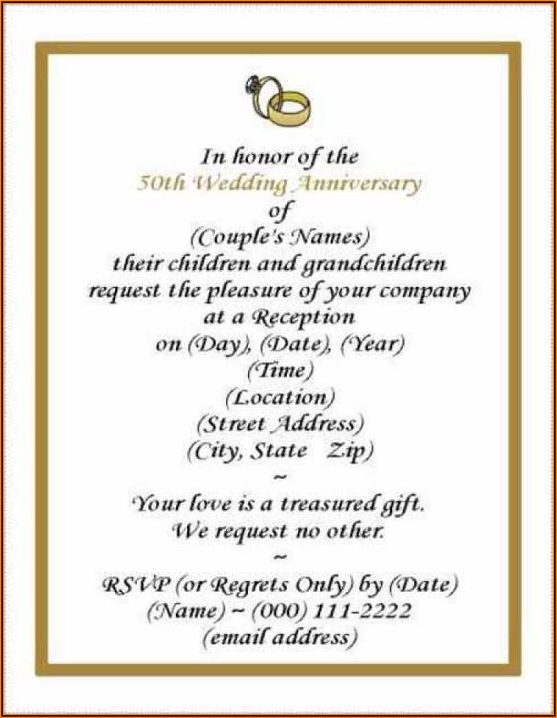 50th Wedding Anniversary Vow Renewal Invitation Wording