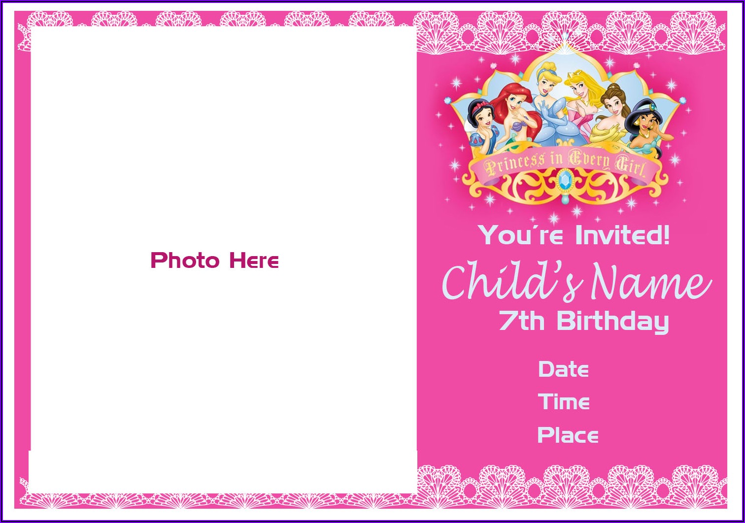 7th Birthday Invitation Message For Girl