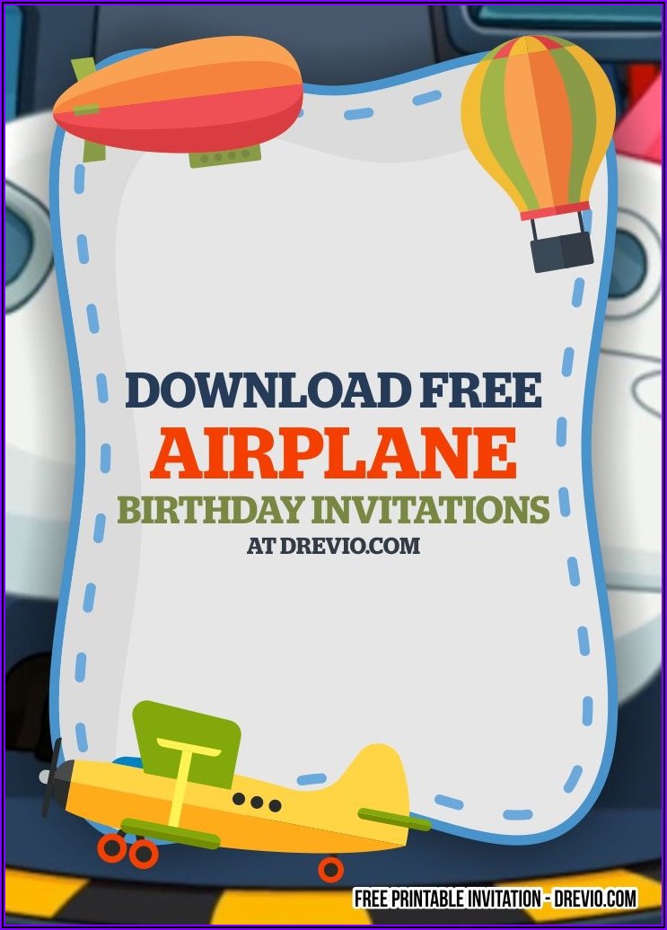 Airplane Birthday Invitation Template Free