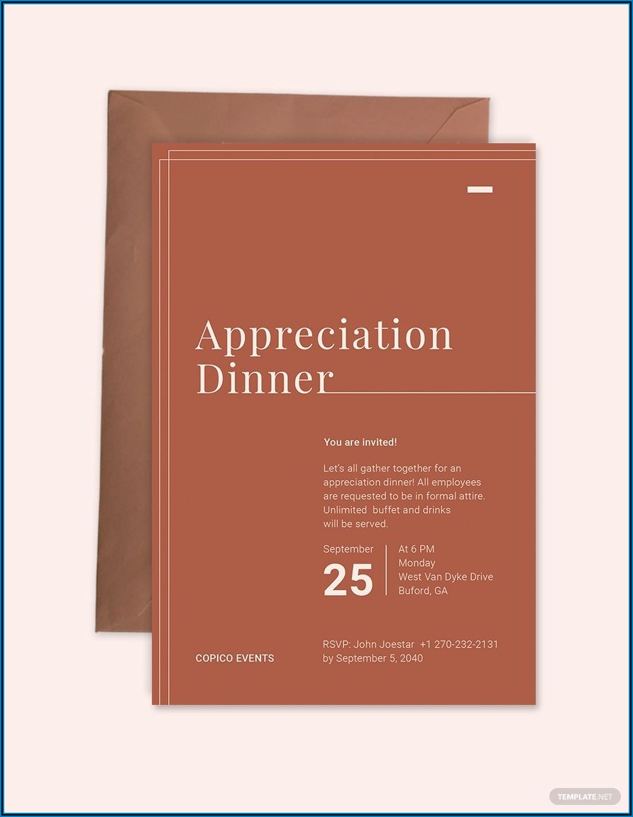Appreciation Dinner Invitation Free Template