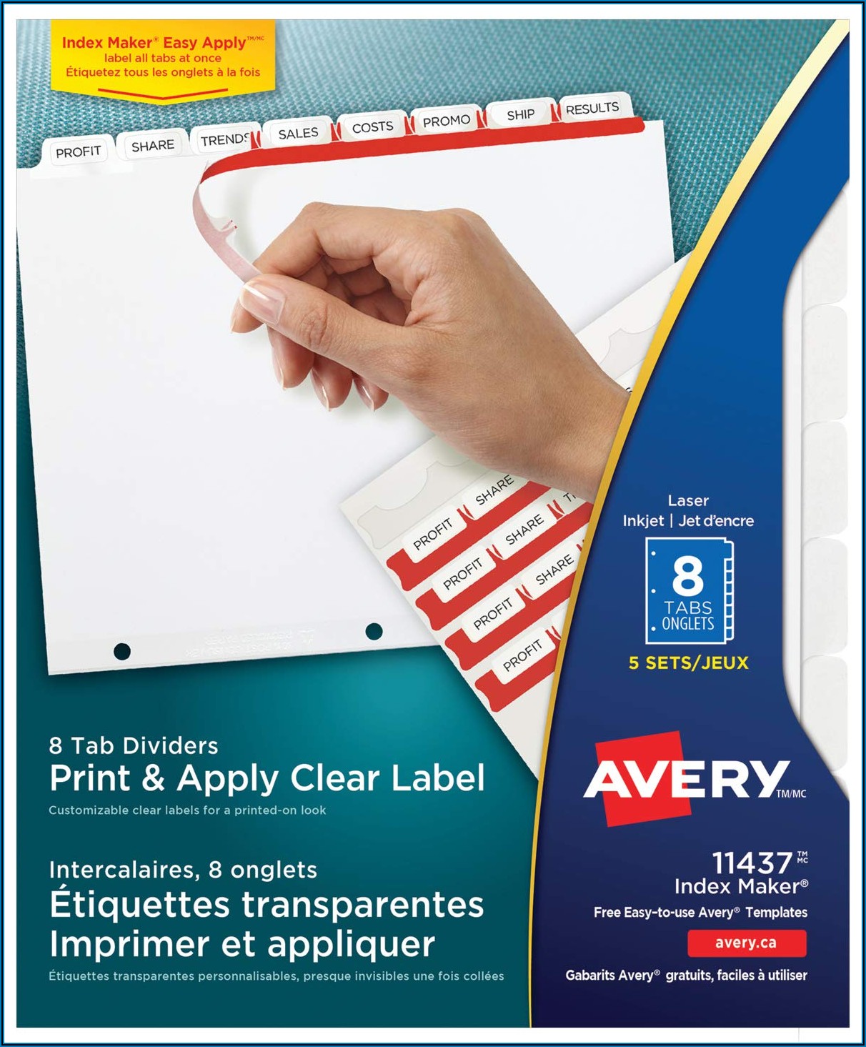 Avery Index Maker Clear Label Dividers 8 Tab Template 11447