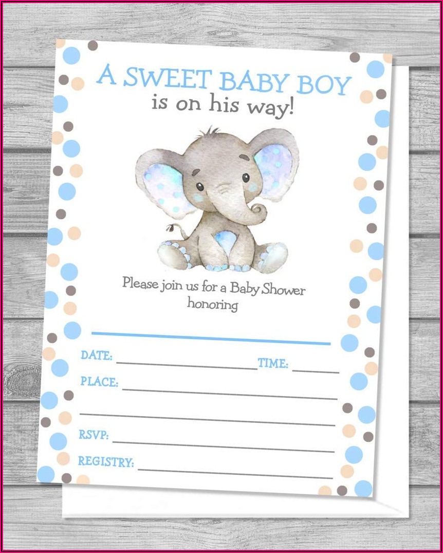 Baby Boy Elephant Invitations
