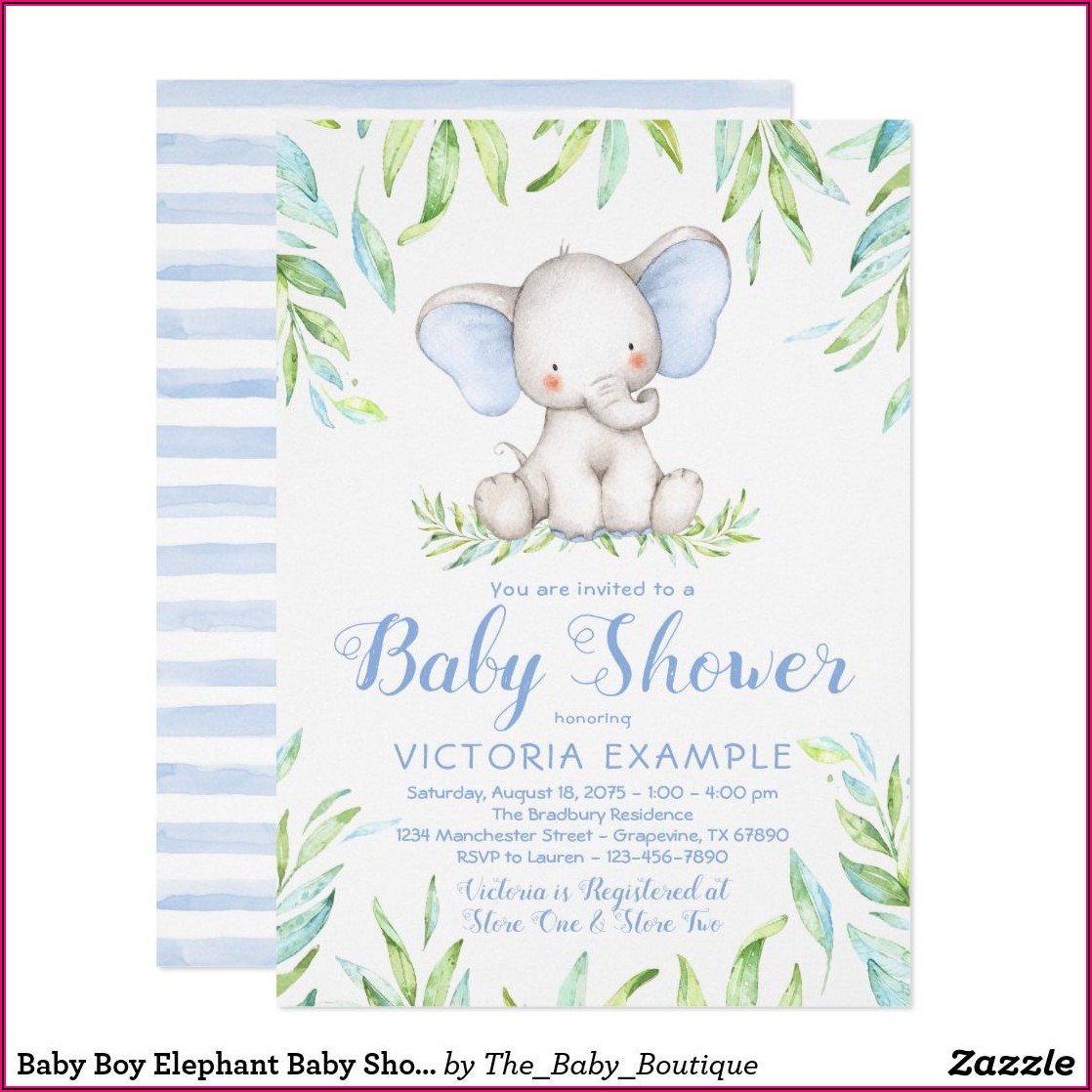 Baby Boy Elephant Shower Invitations