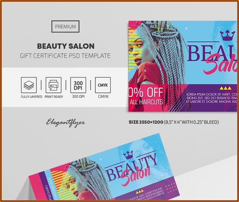 Beauty Shop Gift Certificate Template