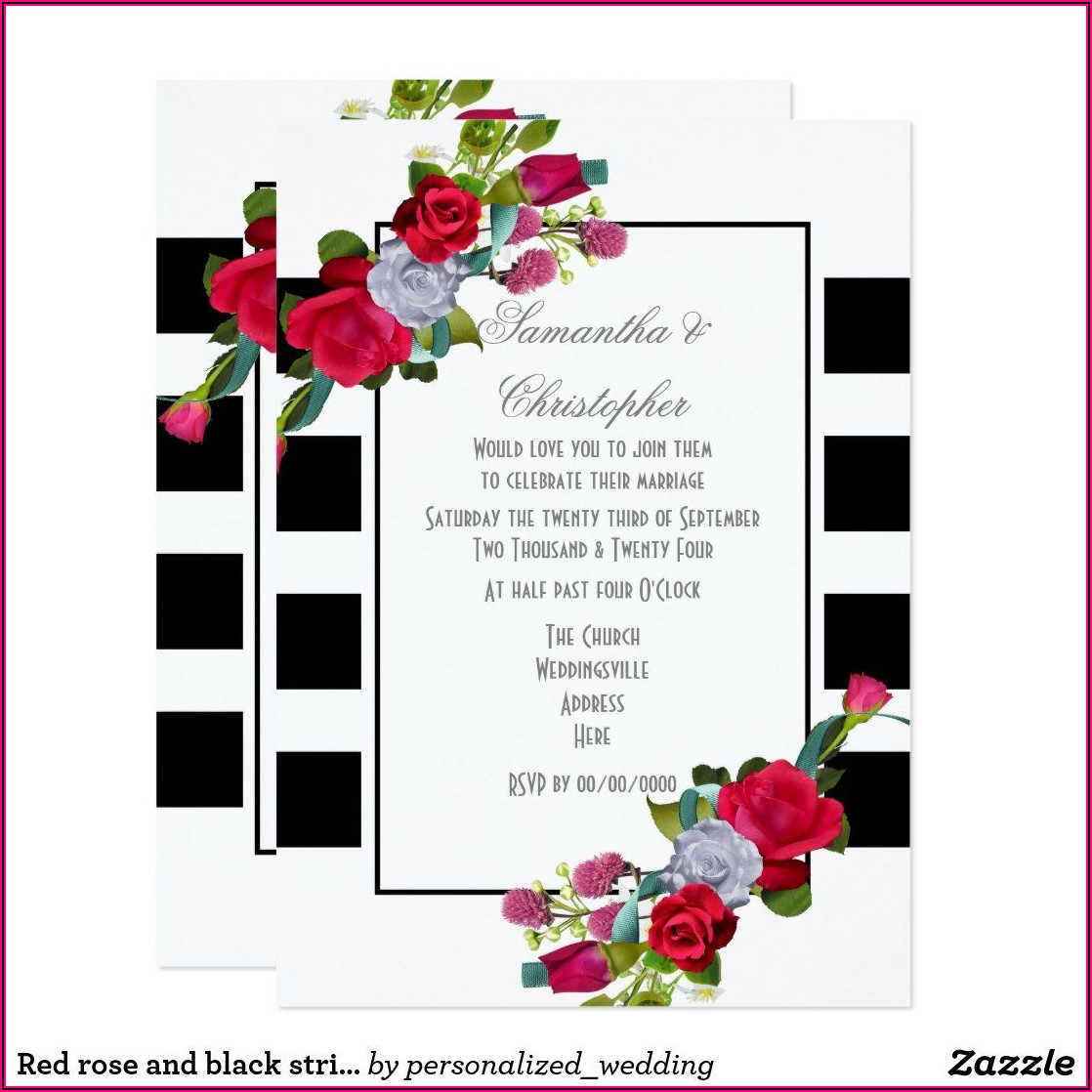 Black And Red Rose Wedding Invitations