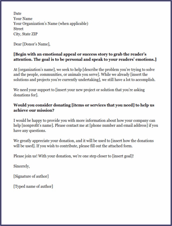 Business Letter Template Asking For Donations
