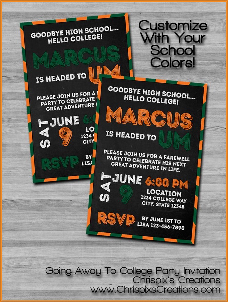 College Going Away Invitations