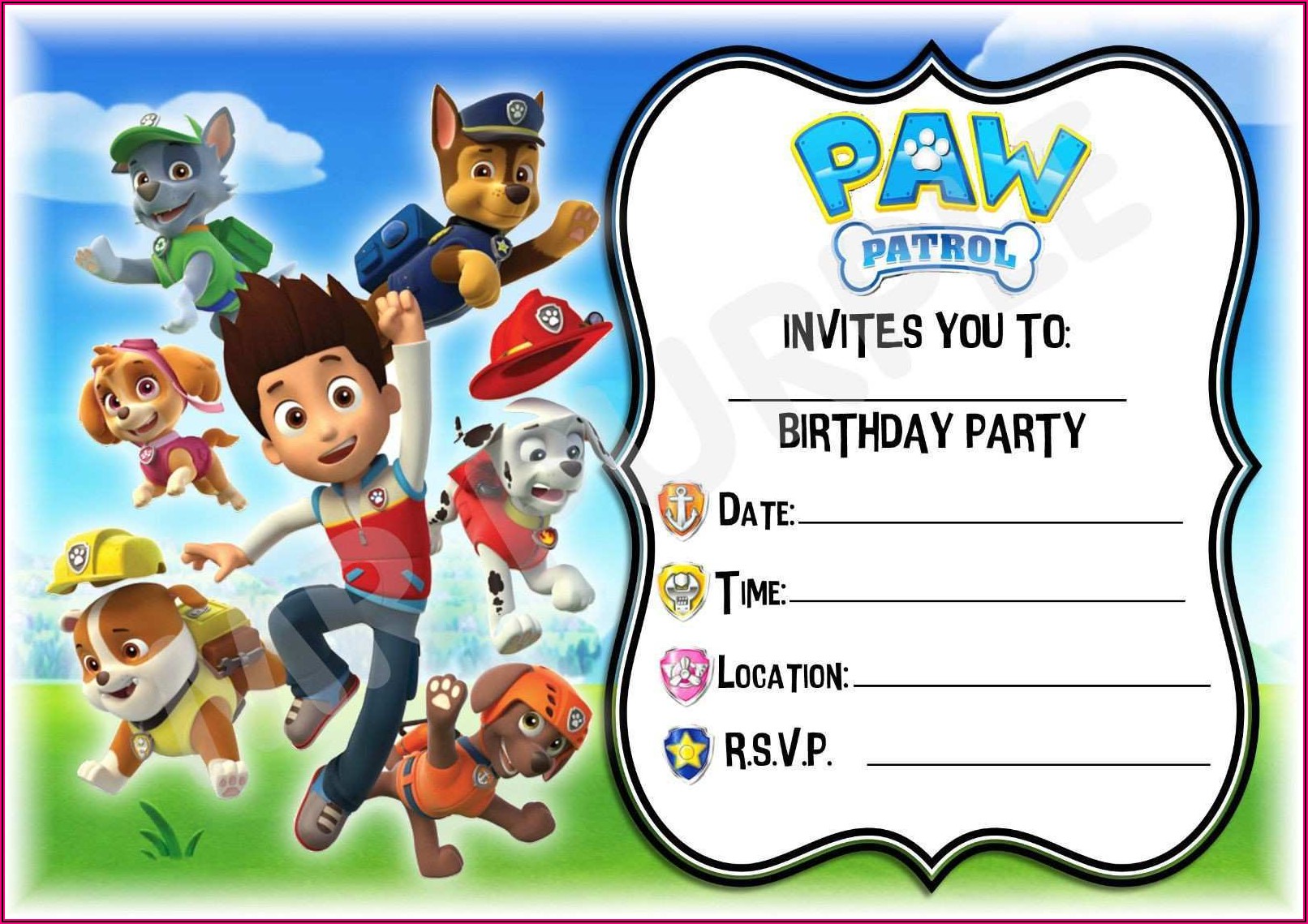 Create Paw Patrol Invitations Online Free