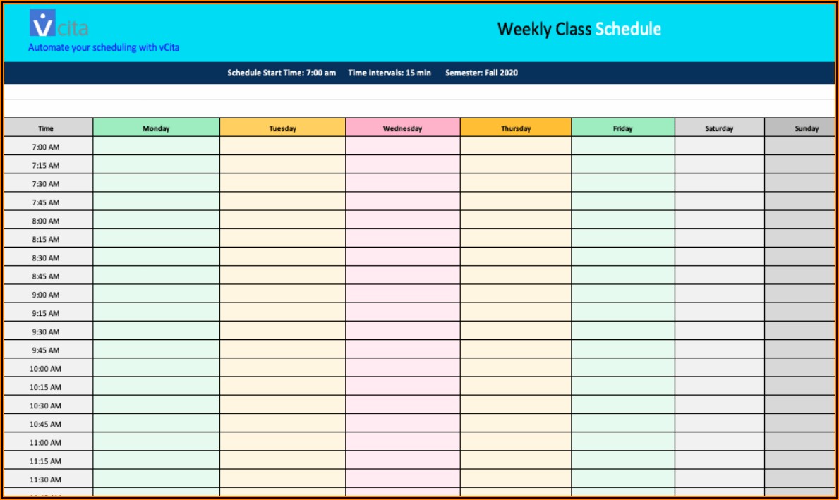 Daily Appointment Calendar Template