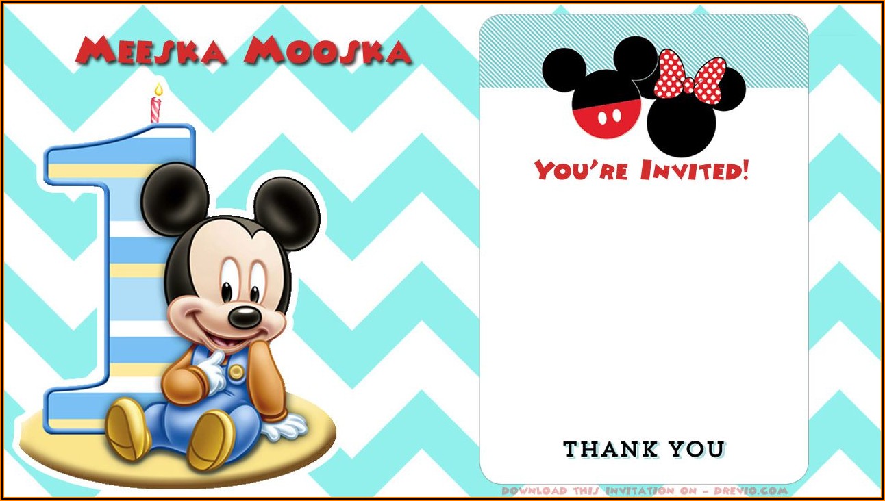 Downloadable Blank Mickey Mouse Invitation Template