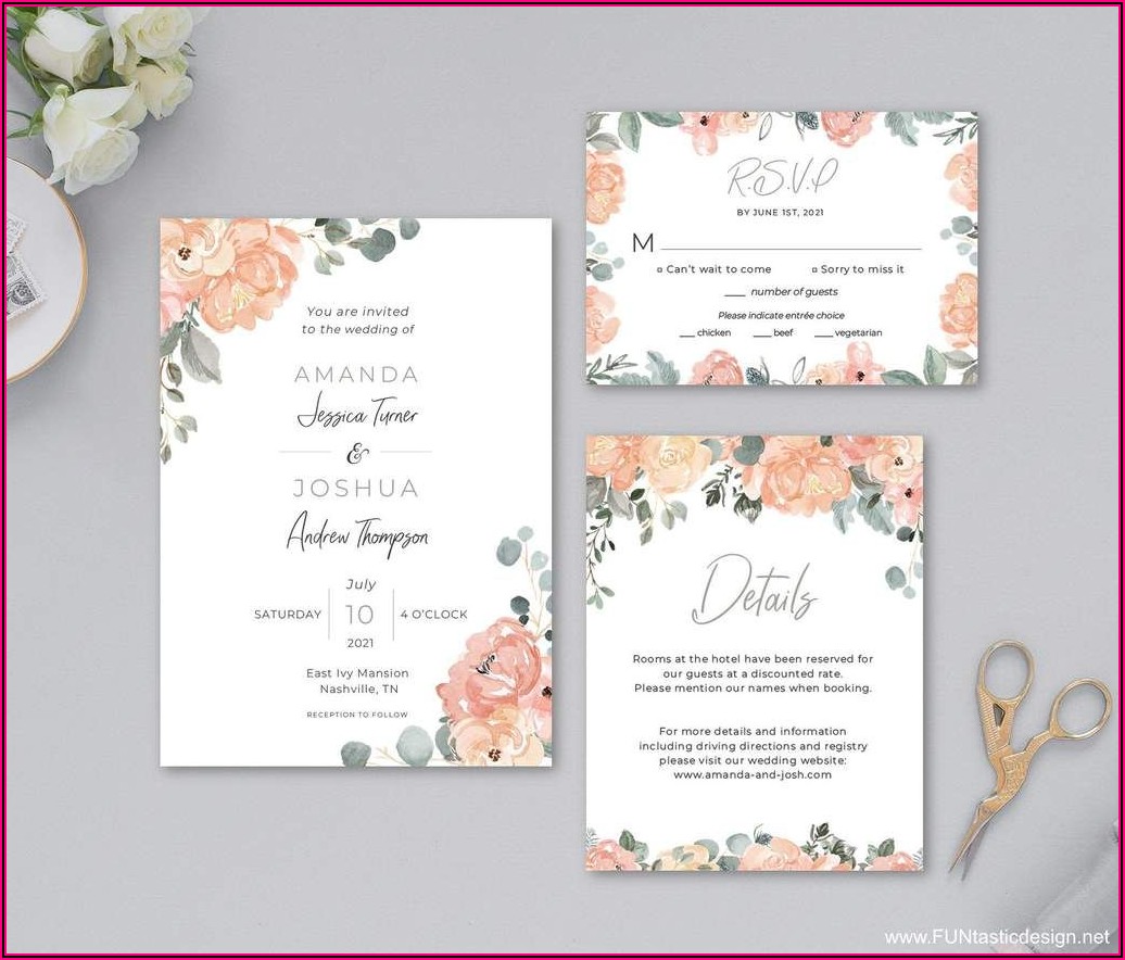Dusty Rose And Sage Wedding Invitations