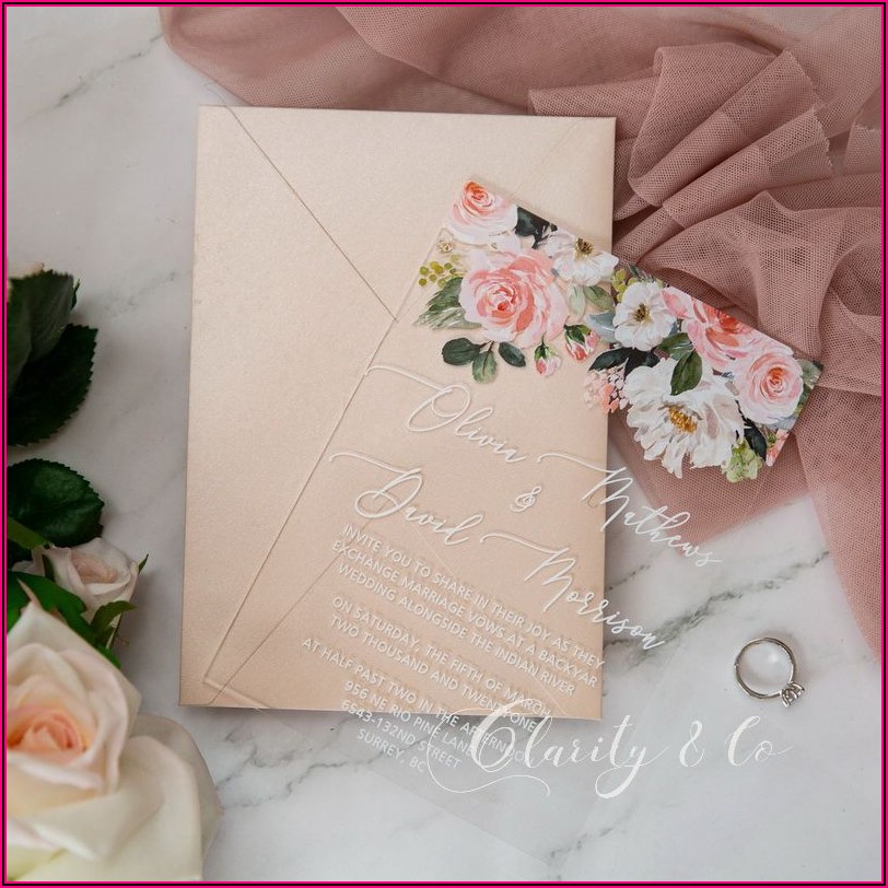 Dusty Rose Floral Wedding Invitations