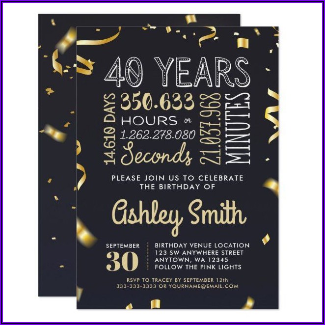 Elegant 40th Birthday Invitations