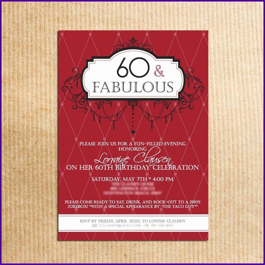Elegant 60th Birthday Invitation Templates