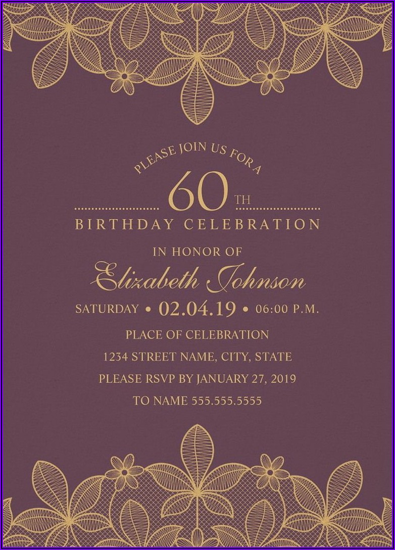 Elegant 60th Birthday Invitations