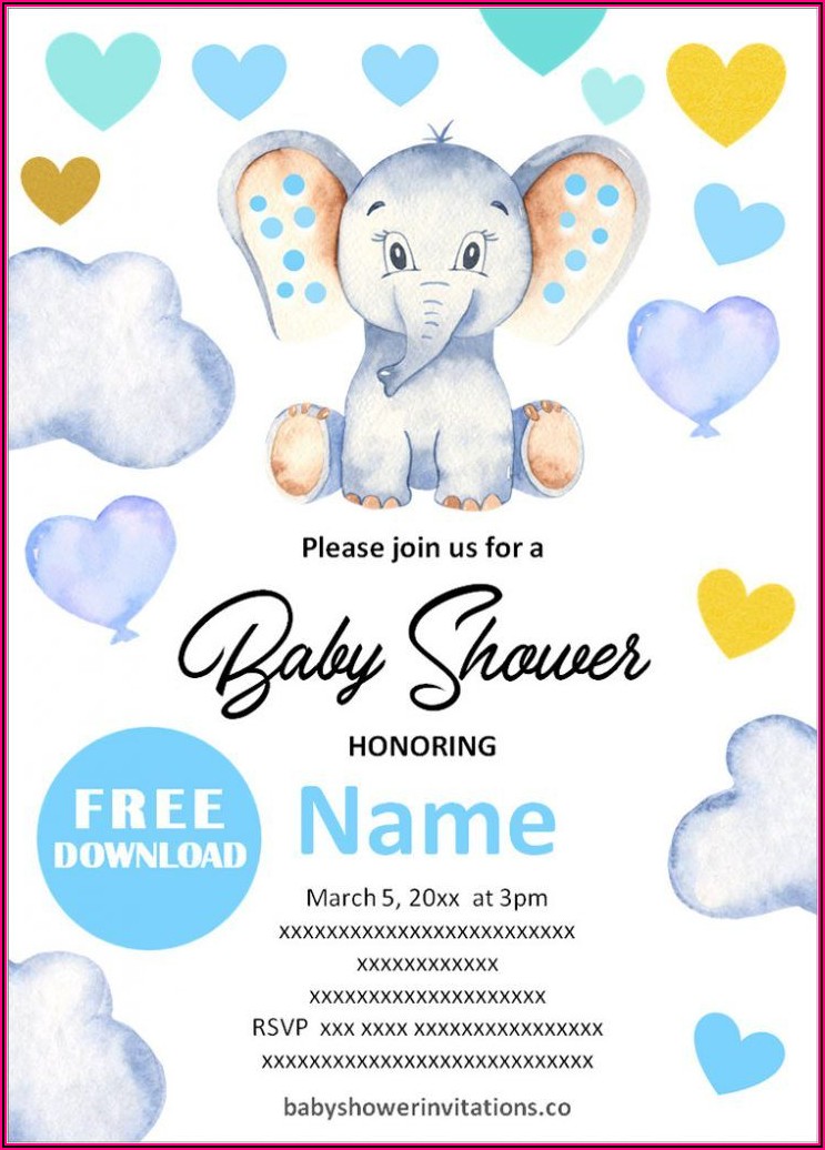 Elephant Baby Shower Invitations Templates Free