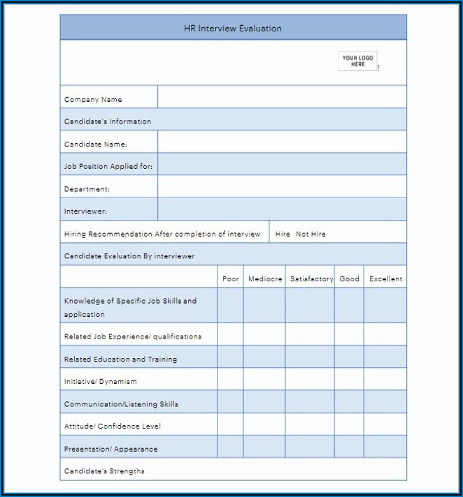 Employee Evaluation Form Excel
