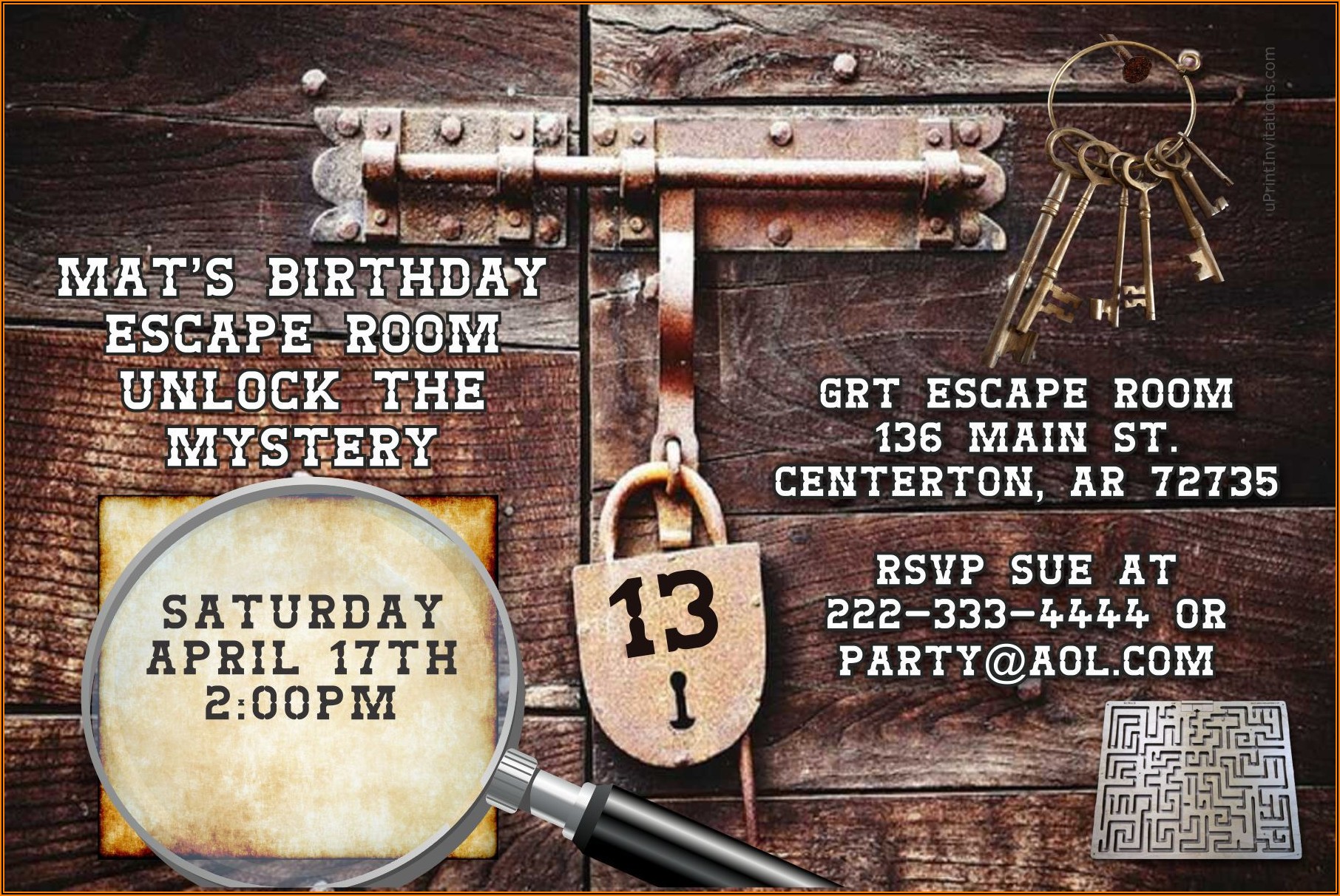 Escape Room Birthday Invitations
