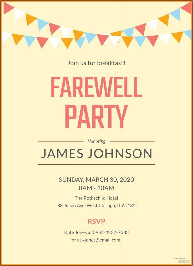 Farewell Dinner Invitation Email Template