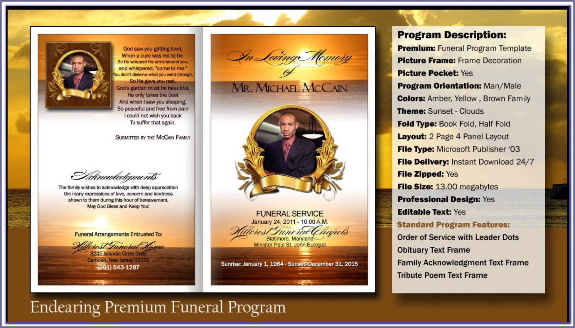 Free Editable Funeral Program Template Microsoft Publisher