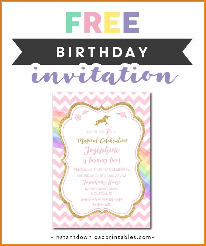 Free Editable Unicorn Birthday Invitation