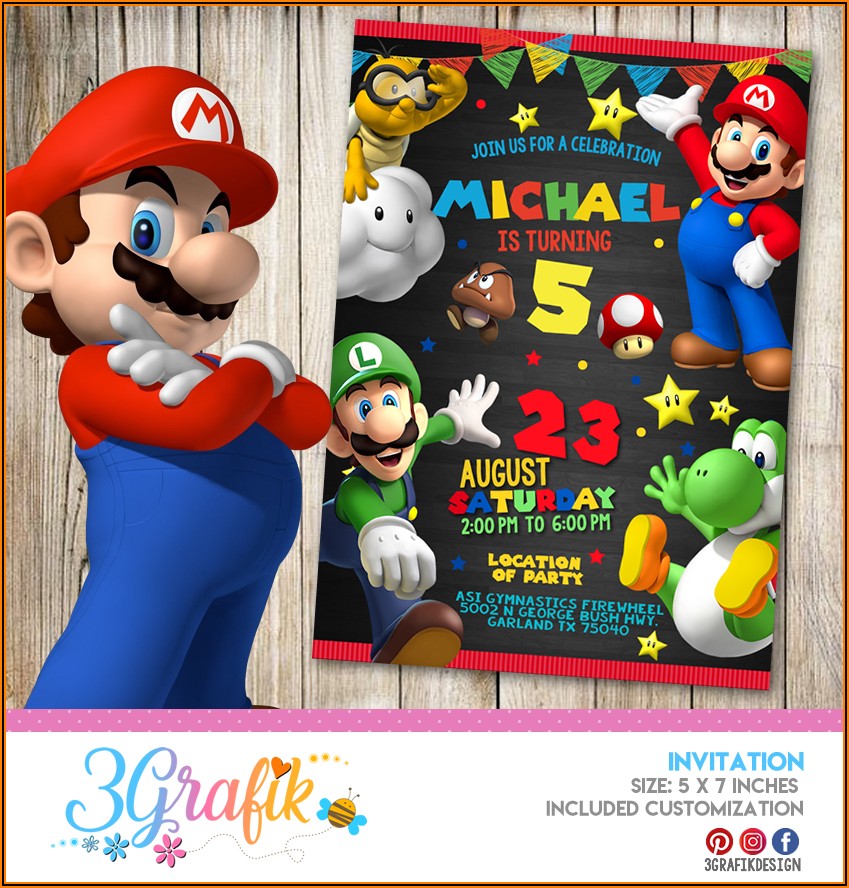 Free Online Super Mario Birthday Invitations