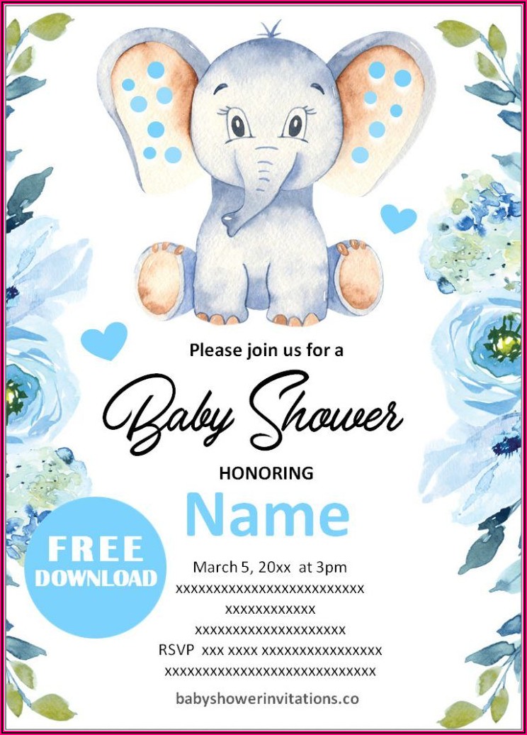 Free Printable Baby Boy Elephant Shower Invitations