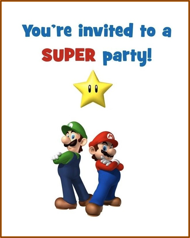 Free Printable Super Mario Birthday Party Invitations