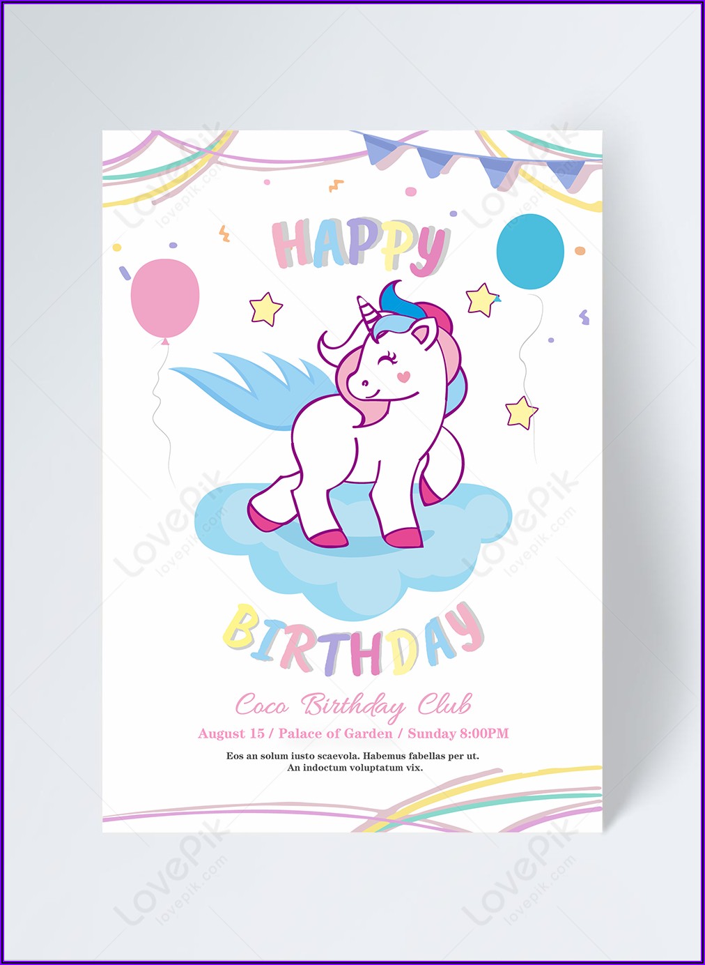 Free Unicorn Birthday Invitation Download