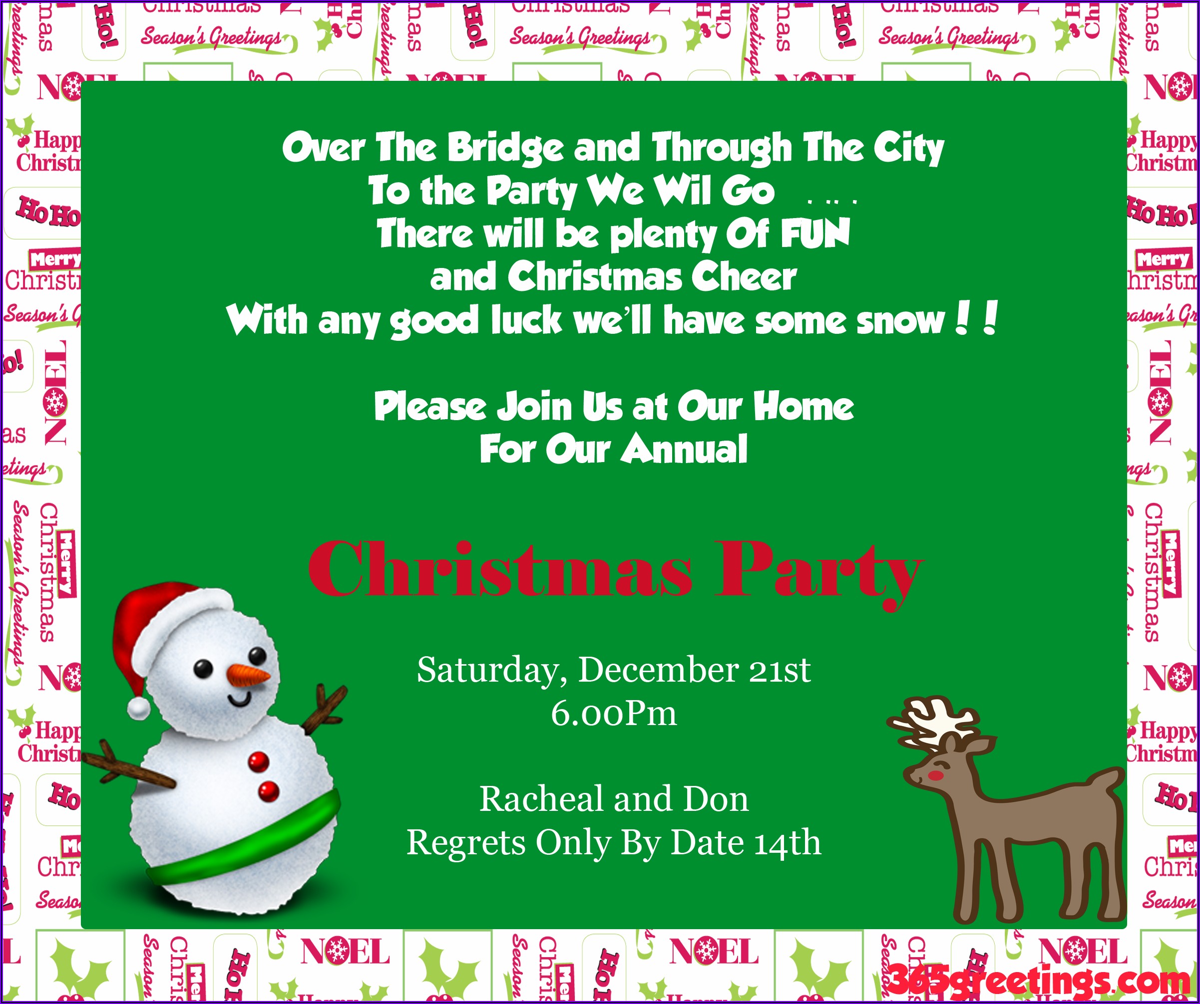 Funny Christmas Lunch Invitation Wording