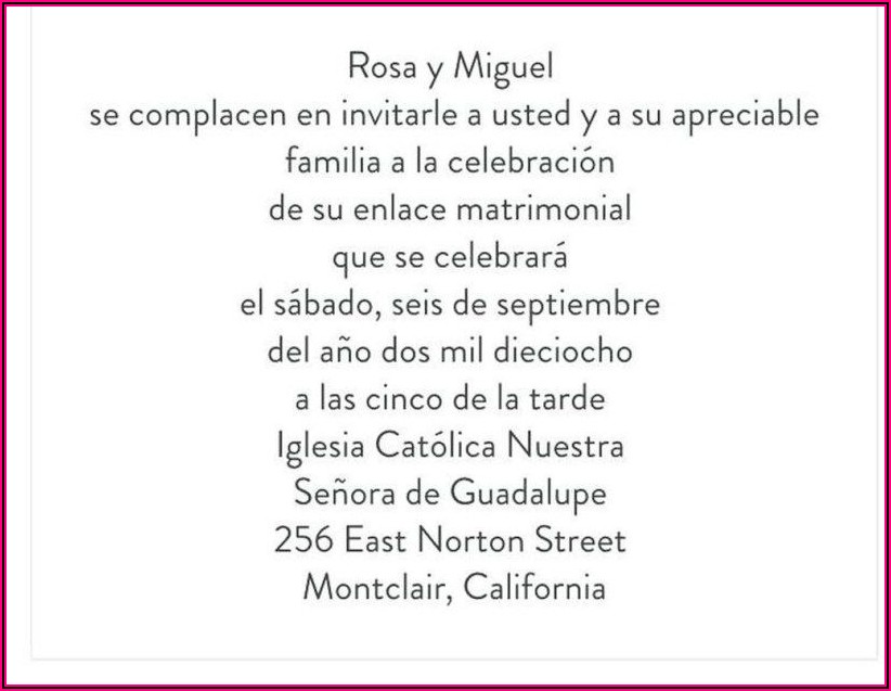 Hispanic Spanish Wedding Invitations Wording Samples