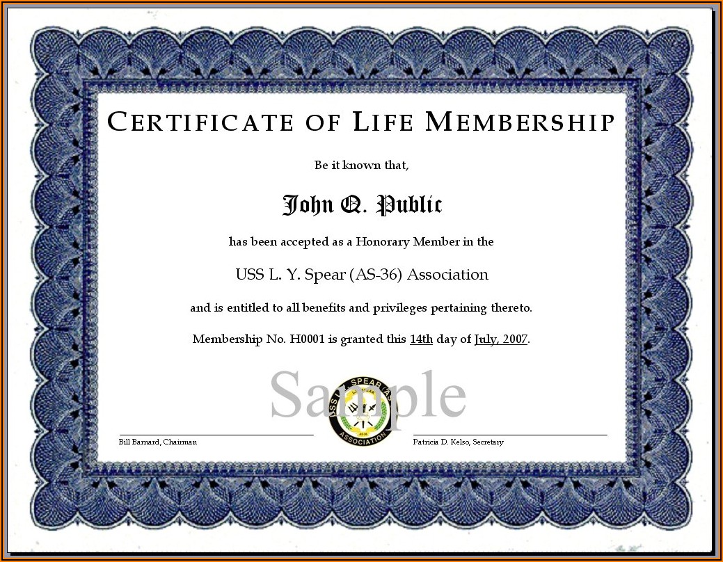 Honorary Team Member Certificate Template